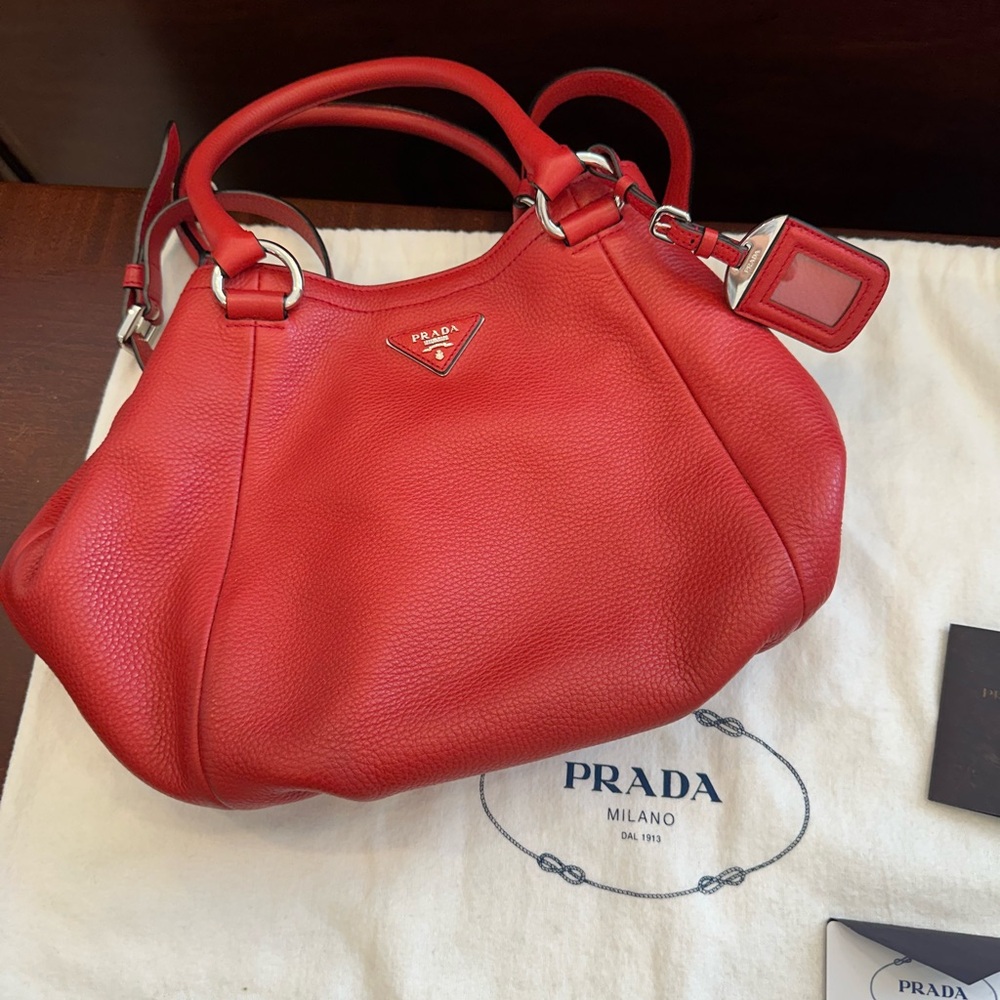 Prada Vibrant Red Leather Crossbody Bag